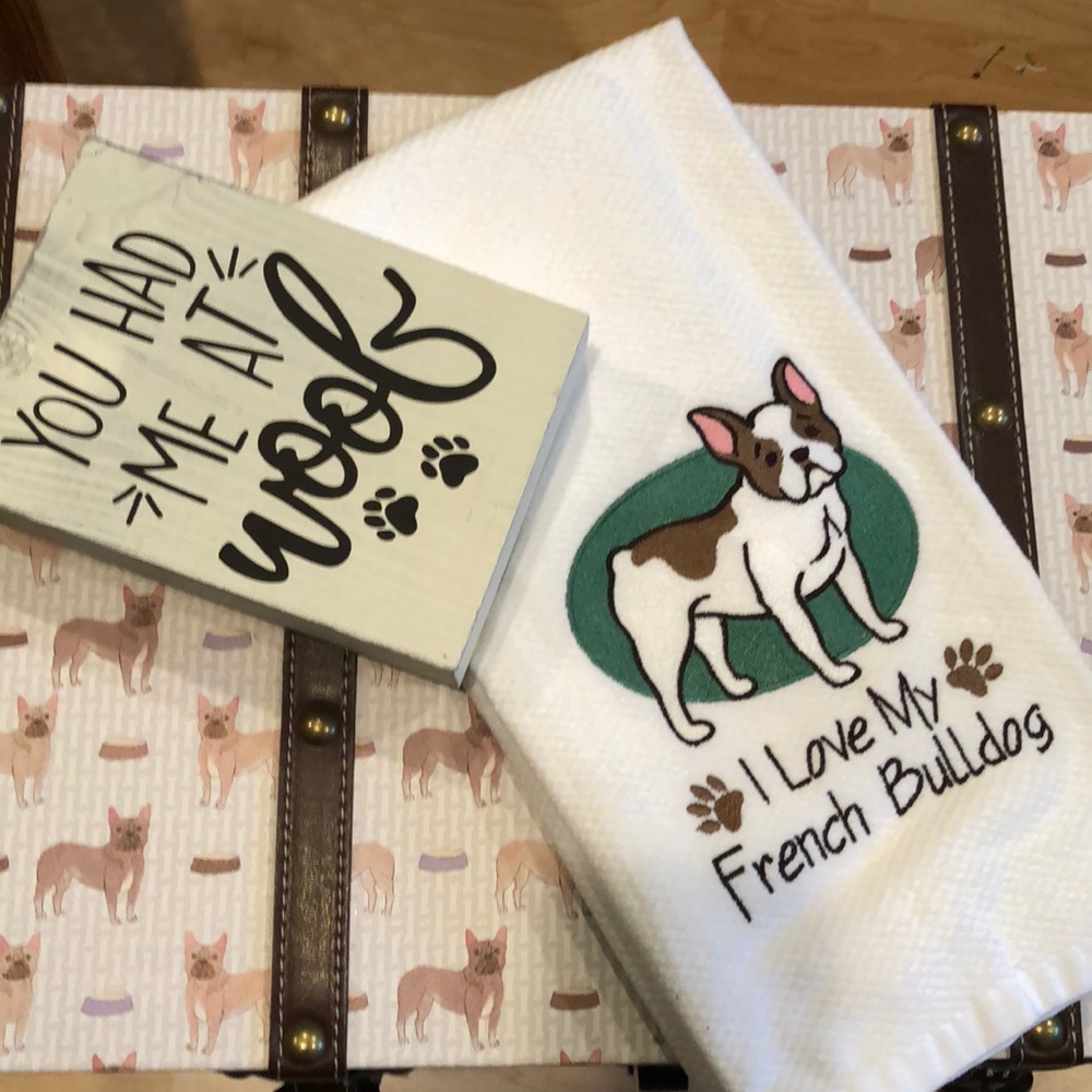 Martha Stewart French Bulldog kitchen towel. NWOT